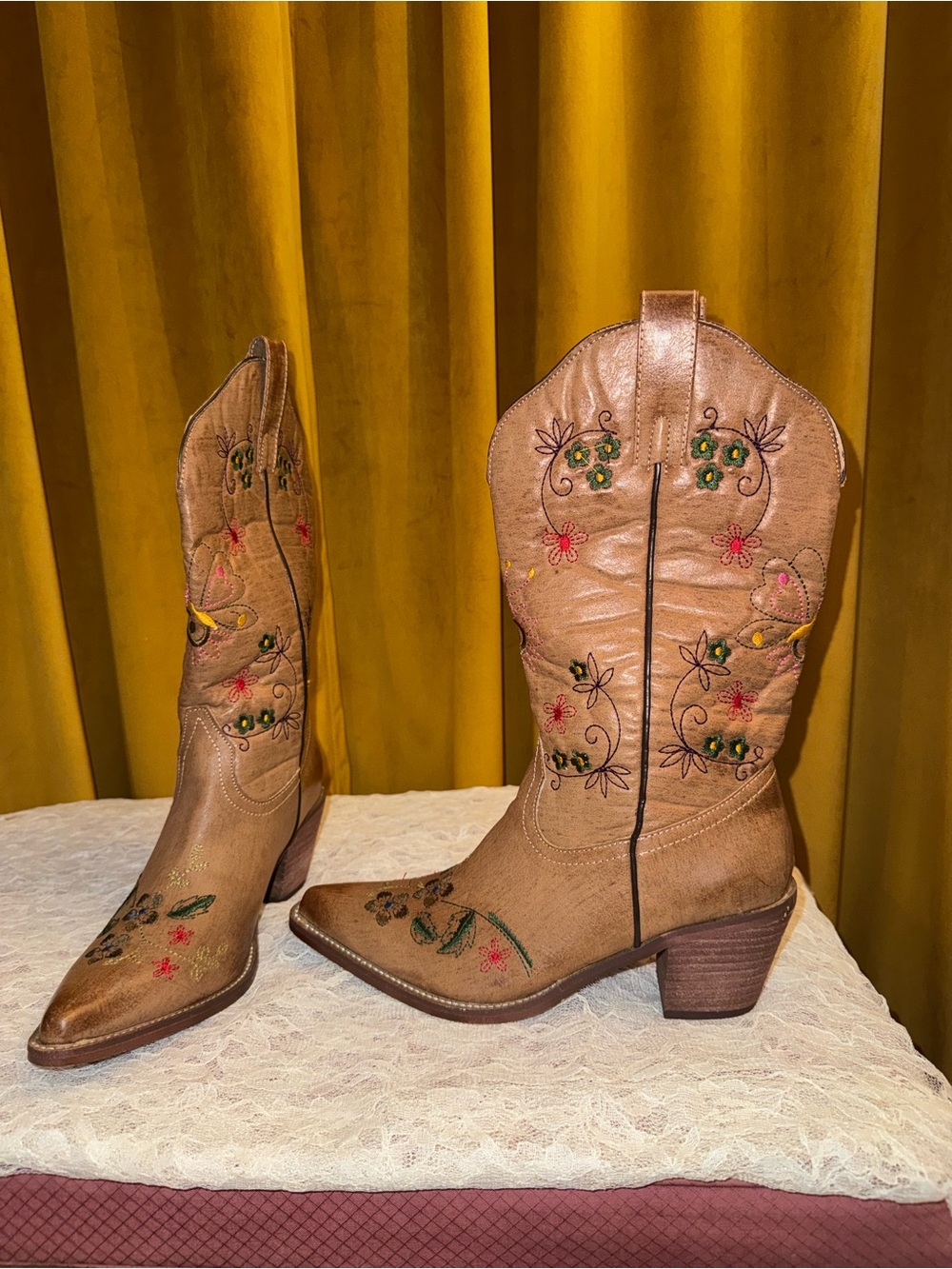 🤠Embroidered Brown Western Cowboy Boots for Women🤠